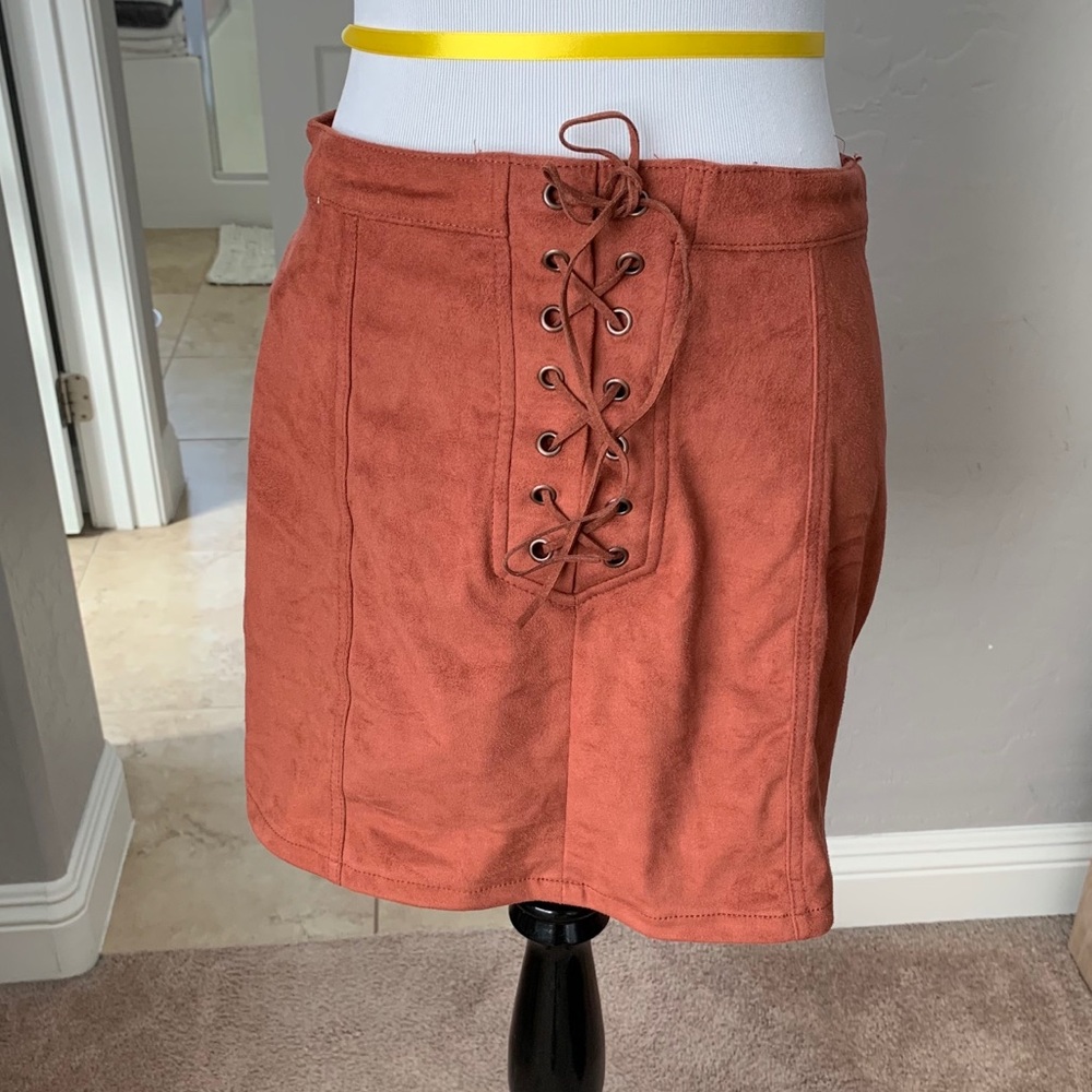 Forever 21 medium suede laced skirt burnt orange